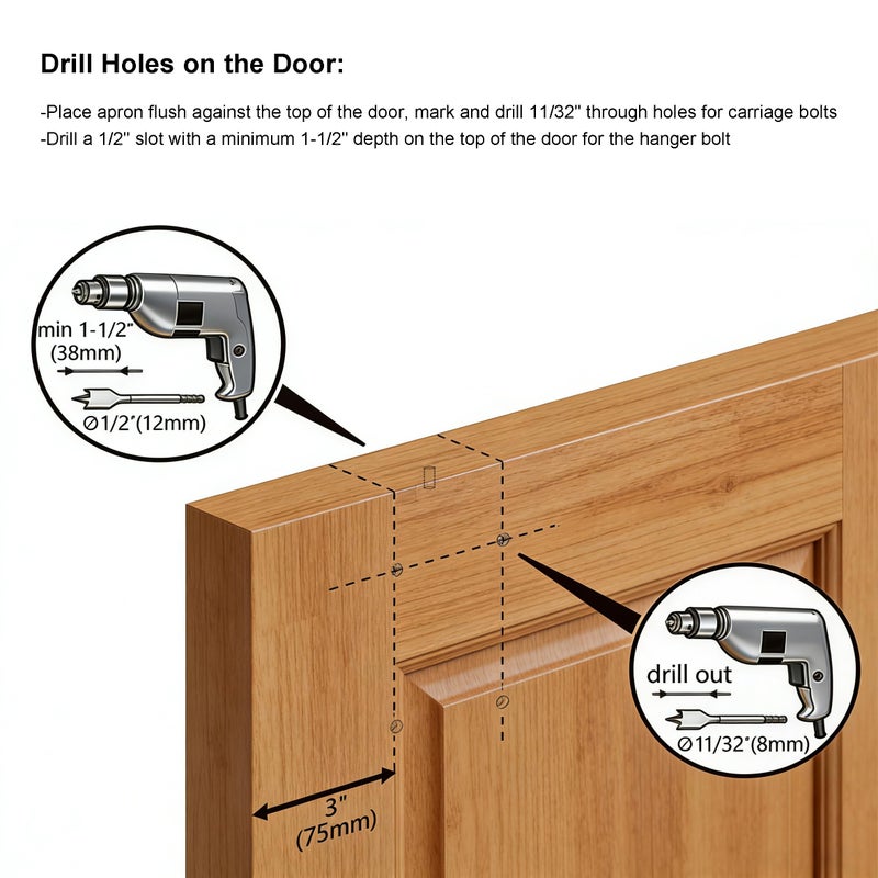 DIYHD Raw Material Box Track Hanger with Bracket, 2 Packs, Kit for Exterior Sliding Barn Door, Heavy Duty, MAX Load 300lbs, Fit 1-3/8" to 2" Thick Doors - Image 3